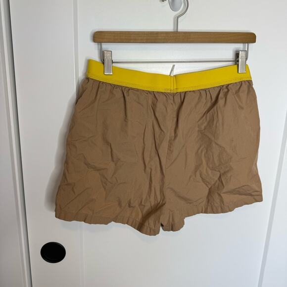 Anthropologie Colorblock Boxer Shorts 100% Cotton Tan High Waist Size Small - Picture 6 of 8